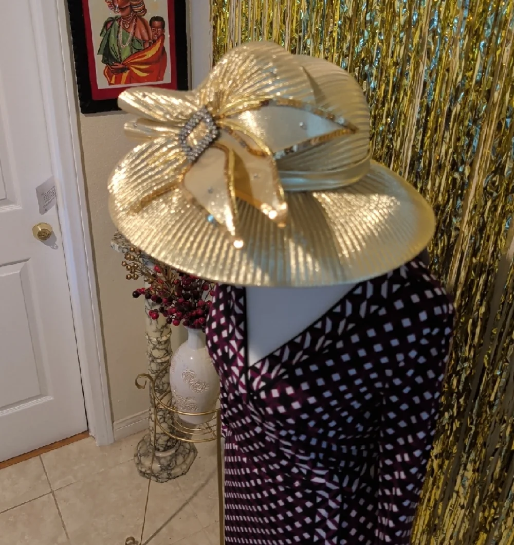 🔥Elegant Gold Party Hat with Rhinestone Bow - Mr. Hi's Collection